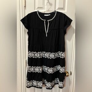 Roller Rabbit Black Dress with White Embroidered Accents